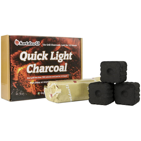 Quick Light Charcoal Instant Light Hardwood Lump Charcoals Premium Instant Charcoal Briquettes for BBQ Grilling Camping Outdoor 210 mins Long Lasting Low Smoke Clean Burning 4 Rolls 12 PCs