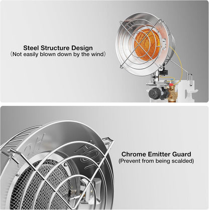 Portable Propane Heater - Adjustable Heat for Indoor & Outdoor Use, Patio Heater with Tip-Over Safety