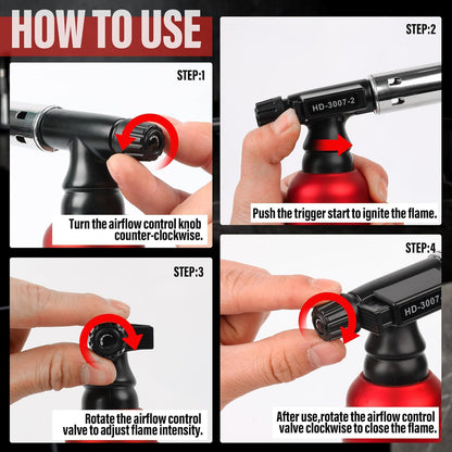 20g Big Butane Torch Refillable Soldering Industrial Torch Adjustable Single Flames Blow Cooking Torch Lighter with Safety Lock for Soldering Baking Welding DIY Crafts(Butane Gas Not Include)