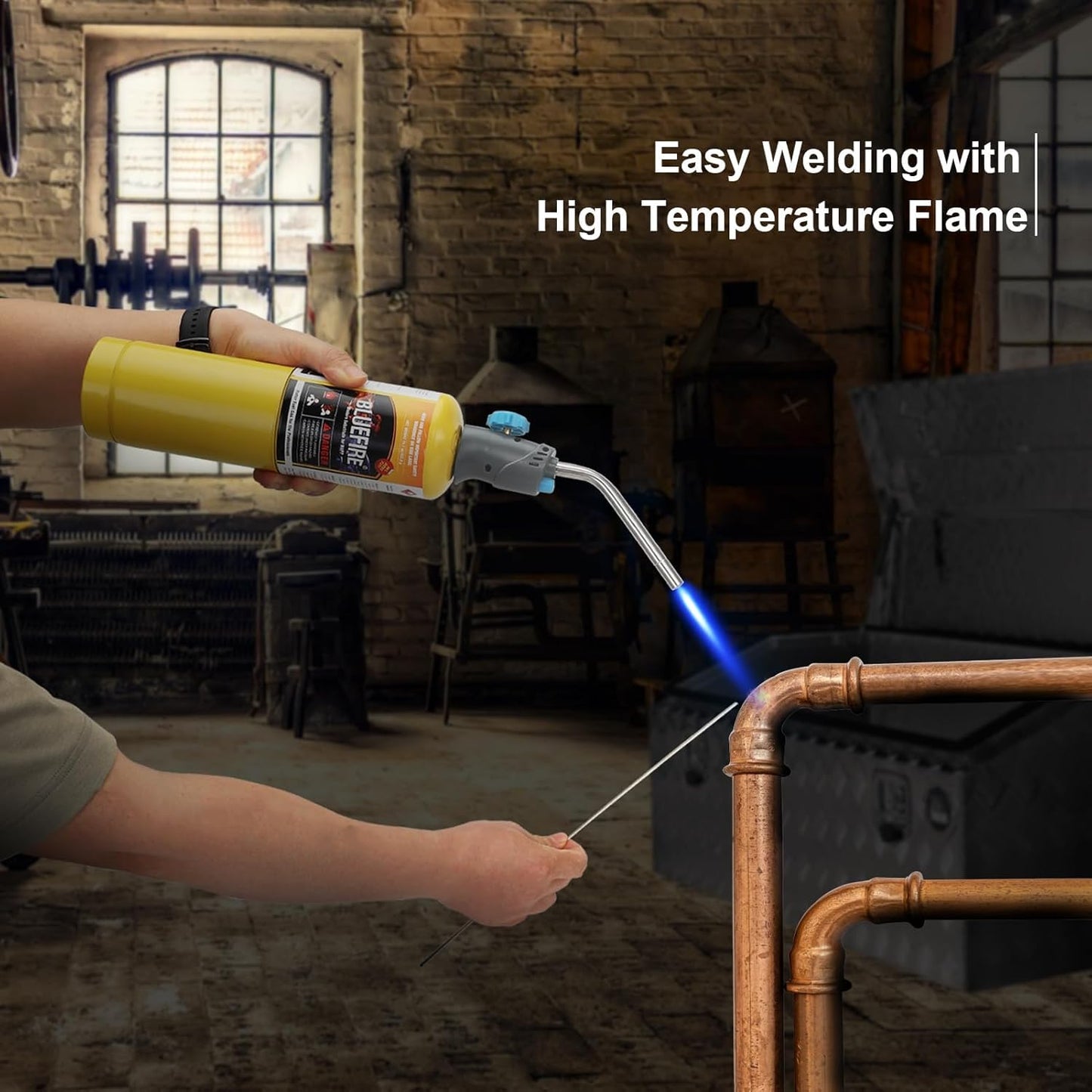 BLUEFIRE MAP MAPP Gas Torch Style Cylinder 14.1 oz 99.9% High Purity Propylene Equal To MAP-PRO Hotter than Propane Cooking MAP Gas to Broil Sous for Welding Brazing on Propane Torch (2, 3, 4 or 12 pack)