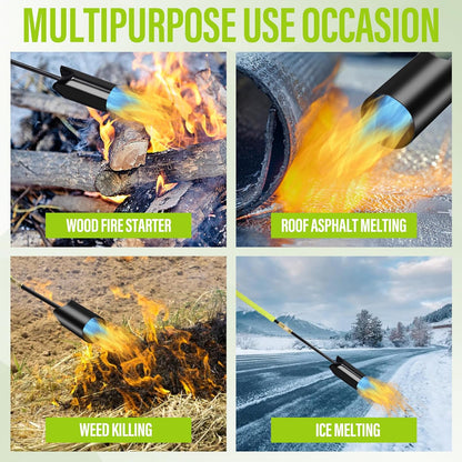 Propane Weed Torch with 10FT Hose Heavy Duty Weed Burner Flamethrower Propane Torch Kit Blow Torch Garden Torch Flame Weeder Torch for Propane Tank Adjustable Flame for Wood Snow Road