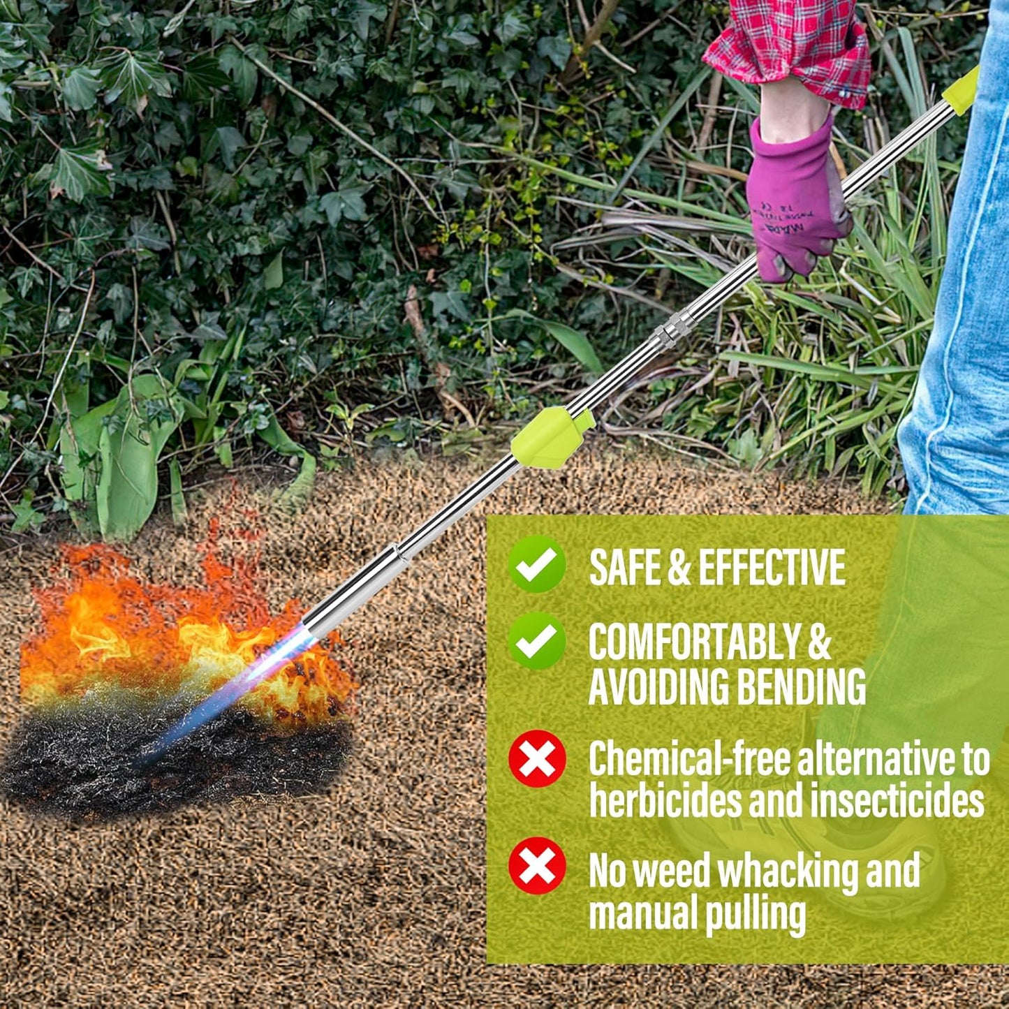 Weed Burner Torch Propane Weed Burner with Self-Ignition Lawn Torch, Ergonomic Handle - Ultimate Weed Killer
