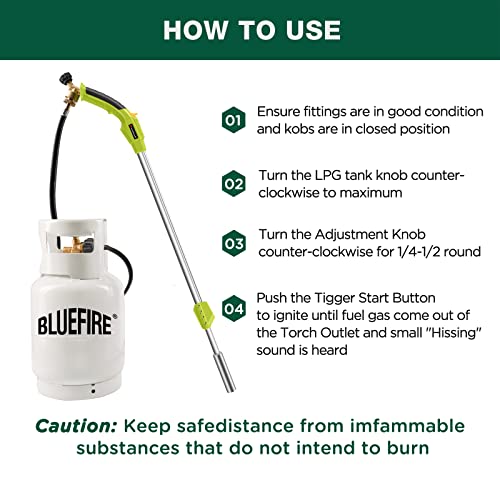Propane Torch Weed Burner Torch Blow Torch with 10FT Hose Self Ignition Portable Flamethrower Propane Weed Torch for Weeds Burning, Snow Melting, Roof Road Repairing