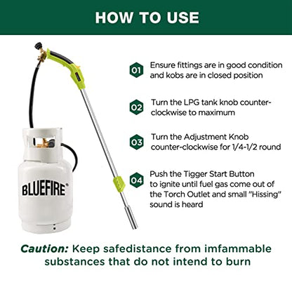 Propane Torch Weed Burner Torch Blow Torch with 10FT Hose Self Ignition Portable Flamethrower Propane Weed Torch for Weeds Burning, Snow Melting, Roof Road Repairing