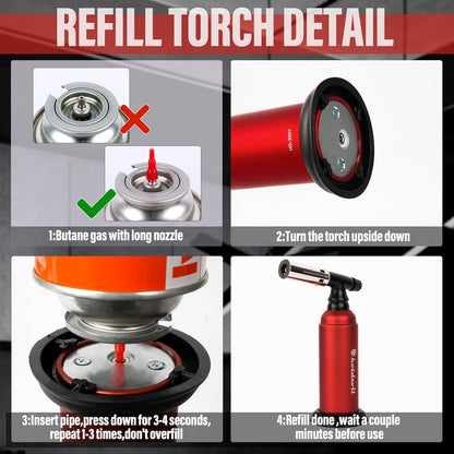 20g Big Butane Torch Refillable Soldering Industrial Torch Adjustable Single Flames Blow Cooking Torch Lighter with Safety Lock for Soldering Baking Welding DIY Crafts(Butane Gas Not Include)