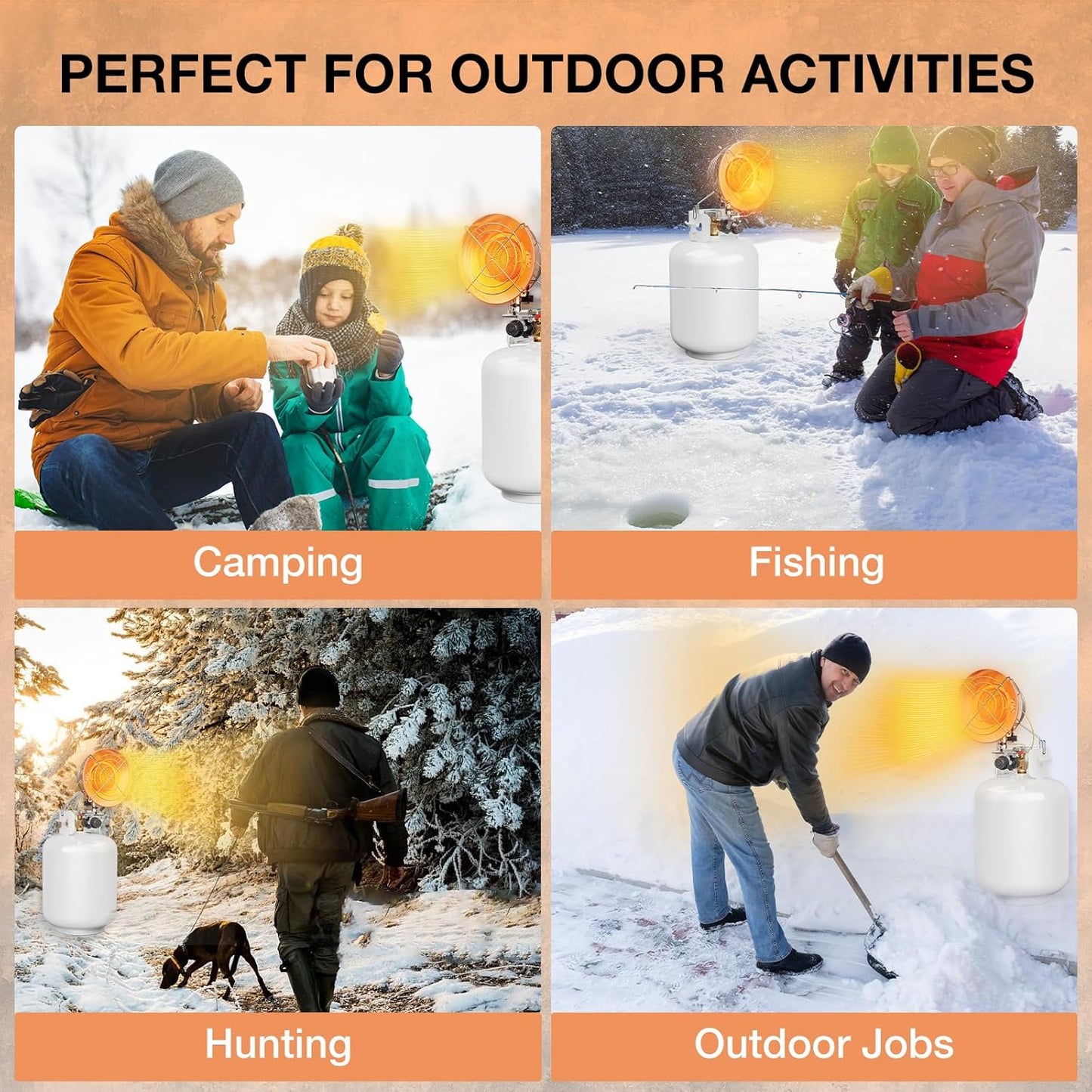 Portable Propane Heater - Adjustable Heat for Indoor & Outdoor Use, Patio Heater with Tip-Over Safety