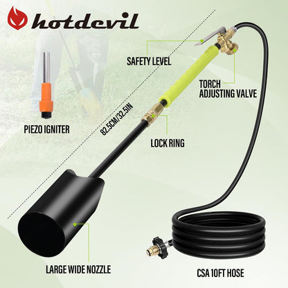 Propane Weed Torch with 10FT Hose Heavy Duty Weed Burner Flamethrower Propane Torch Kit Blow Torch Garden Torch Flame Weeder Torch for Propane Tank Adjustable Flame for Wood Snow Road