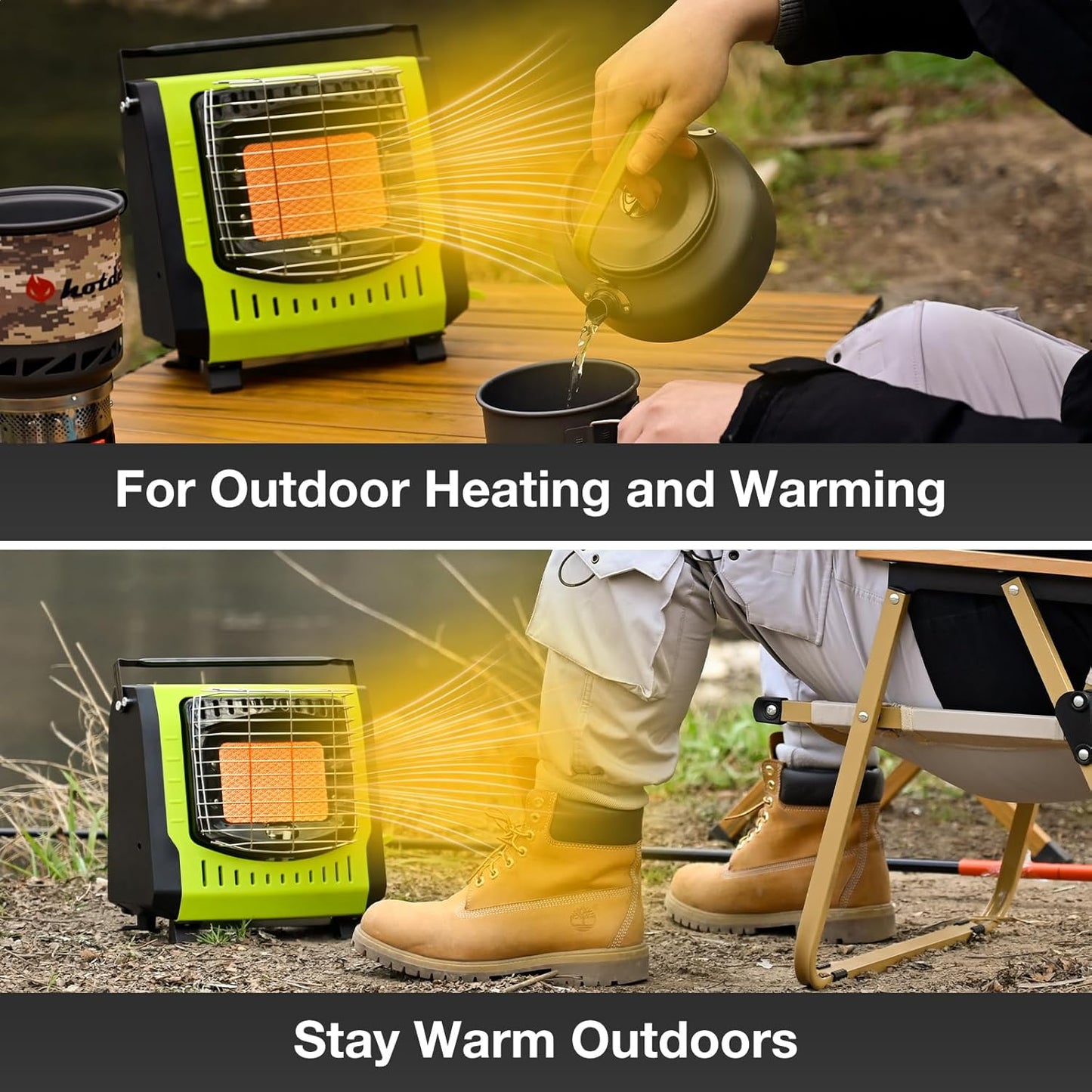 Butane/Propane Dual Fuel Portable GAS Heater Indoor/Outdoor Heater, with Tip-over Protection, and Overheat & Cut-off Protection Outdoor Gas Space Heater