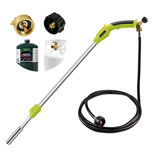Propane Torch Weed Burner Torch Blow Torch with 10FT Hose Self Ignition Portable Flamethrower Propane Weed Torch for Weeds Burning, Snow Melting, Roof Road Repairing