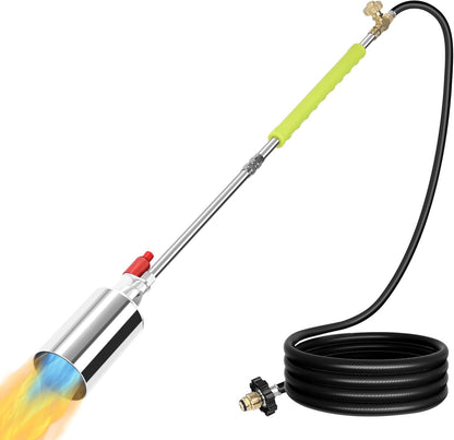 Propane Torch Weed Burner Kit, Blow Torch with 10FT Hose,High Output 500,000 BTU with Self Ignite, Flamethrower for Weeding, Garden Torch, Blowtorch, Ice Snow, Road Marking,Torch Propane