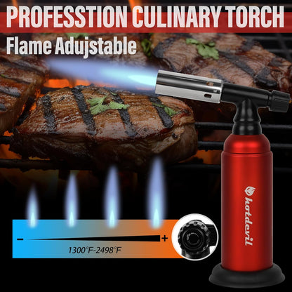 20g Big Butane Torch Refillable Soldering Industrial Torch Adjustable Single Flames Blow Cooking Torch Lighter with Safety Lock for Soldering Baking Welding DIY Crafts(Butane Gas Not Include)
