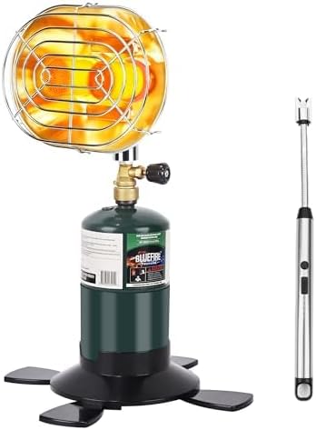 Portable Heater Double Burner Camping Outdoor Space Propane Power Heater with Control Valve Patio Heater Cordless 1lb Small Propane Tank Holder Tent Fishing Garage indoor (Fuel not included)
